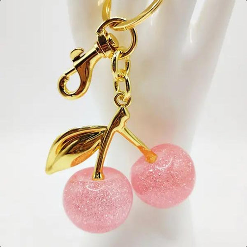 Cute Cherry Design Sparkly Bag Charm, Fashionable Bag Keychain
