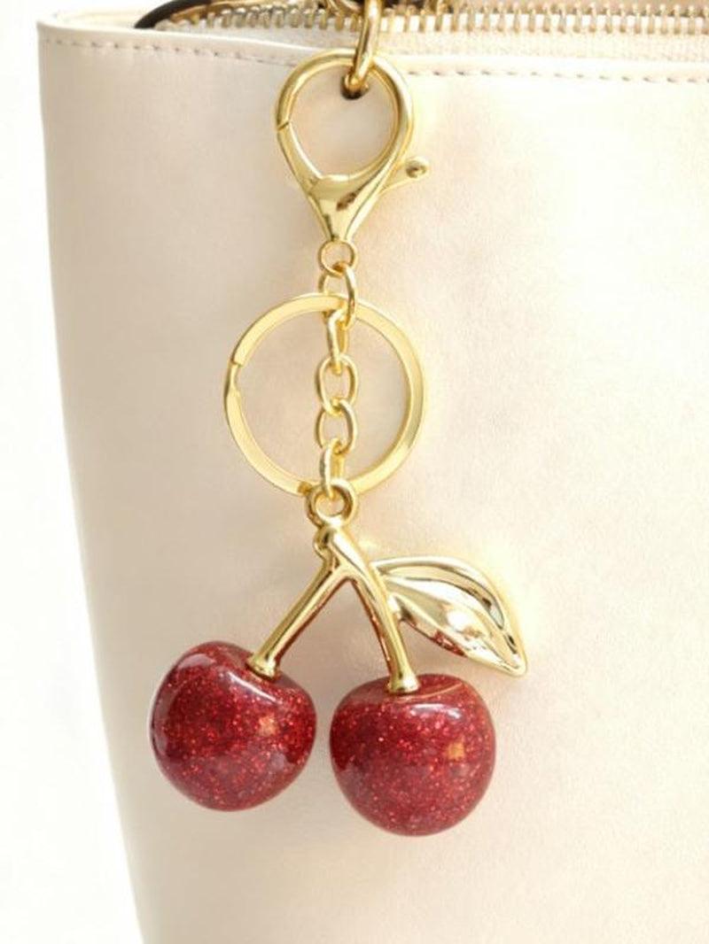 Cute Cherry Design Sparkly Bag Charm, Fashionable Bag Keychain