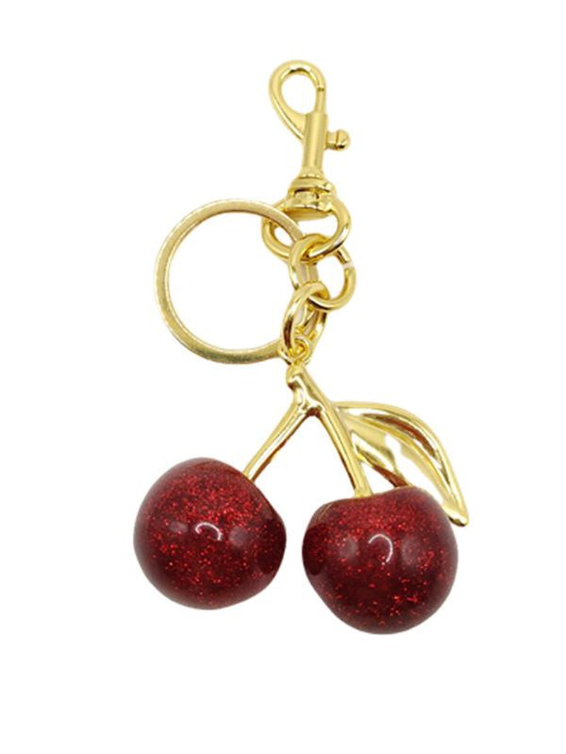 Cute Cherry Design Sparkly Bag Charm, Fashionable Bag Keychain